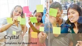  Presentation with creative - Audience pleasing theme consisting of students as creative founders brainstorming backdrop and a  colored foreground