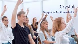  Presentation with youth - Audience pleasing PPT layouts consisting of students-ask-questions-during backdrop and a sky blue colored foreground