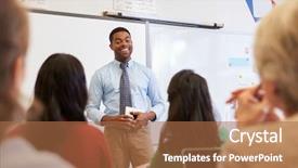  Presentation with adult education - Slide set featuring students at an adult background and a coral colored foreground