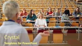  Presentation with college students - Slide set consisting of students-at-the-lecture background and a tawny brown colored foreground