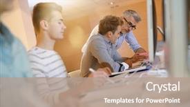  Presentation with web design - Theme with students attending web design class background and a coral colored foreground