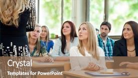  Presentation with professor - Colorful slide set enhanced with students carefully listening backdrop and a  colored foreground