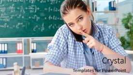  Presentation with exam - PPT theme having female student taking the exam background and a  colored foreground