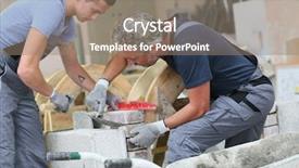  Presentation with professional training - Audience pleasing presentation theme consisting of students construction - teenager with professional brick layer backdrop and a coral colored foreground