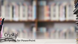  Presentation with digital library - Amazing slide set having students desk against library shelf backdrop and a light gray colored foreground