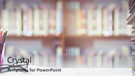  Presentation with digital library - Presentation theme enhanced with students desk against library shelf background and a light gray colored foreground