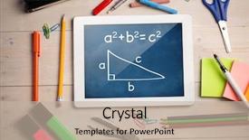  Presentation with math students - Cool new presentation theme with students desk showing math backdrop and a mint green colored foreground