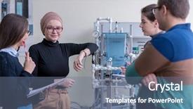  Presentation with technology students - Beautiful theme featuring students doing technical vocation backdrop and a gray colored foreground