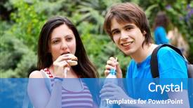  Presentation with lunch - Theme consisting of students during a lunch break background and a  colored foreground