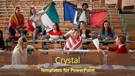  Presentation with student exchange - Theme with students-enjoying-a-student-exchange background and a tawny brown colored foreground