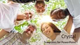  Presentation with summer event - Cool new presentation design with students friends as a team backdrop and a coral colored foreground