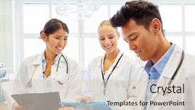  Presentation with medical students - Cool new presentation design with students from medical school learning backdrop and a lemonade colored foreground