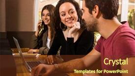  Presentation with getting students to lobby - Audience pleasing presentation design consisting of students getting ready for final backdrop and a tawny brown colored foreground