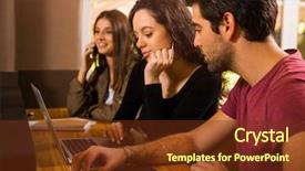  Presentation with getting students to lobby - Presentation theme featuring students getting ready for final background and a tawny brown colored foreground