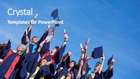  Presentation with high school students - Cool new slide set with students graduates tossing up hats backdrop and a  colored foreground