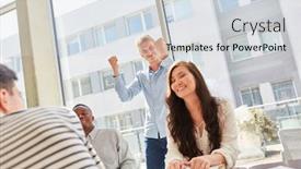  Presentation with celebrate - PPT theme enhanced with students group celebrate success after passed exam background and a sky blue colored foreground