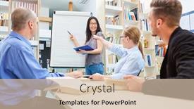  Presentation with adult education - Beautiful PPT theme featuring students-group-or-course-participants backdrop and a soft green colored foreground