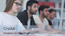  Presentation with study - Cool new PPT theme with students group study together in school classroom and working together homework project backdrop and a light blue colored foreground