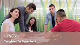  Presentation with study - Cool new theme with students group study together in school classroom and working together homework project backdrop and a coral colored foreground