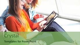  Presentation with teamwork school - Amazing presentation theme having students group working on school project together on tablet computer at modern university teamwork business concept backdrop and a seafoam green colored foreground