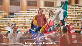  Presentation with student exchange - Beautiful PPT theme featuring students-have-good-time-together backdrop and a red colored foreground