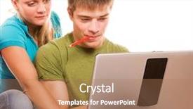  Presentation with fun work - PPT theme with students having fun doing home work background and a coral colored foreground