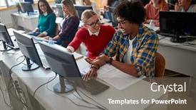  Presentation with informatics - PPT layouts having students-having-fun background and a gray colored foreground