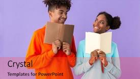  Presentation with african american students - Cool new presentation theme with students holding and reading books backdrop and a  colored foreground
