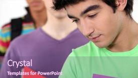  Presentation with students - Colorful presentation enhanced with students in a line holding backdrop and a violet colored foreground