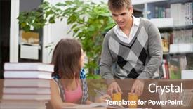  Presentation with university library - Presentation enhanced with students-in-a-university-library background and a coral colored foreground