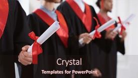  Presentation with bachelor - Presentation design featuring students-in-bachelor-robes background and a wine colored foreground