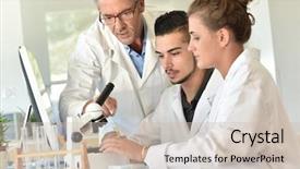  Presentation with biology - Theme featuring students in biology attending training background and a soft green colored foreground