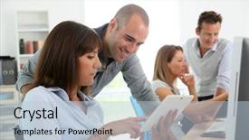  Presentation with business training - Audience pleasing PPT theme consisting of business training course using tablet backdrop and a light blue colored foreground