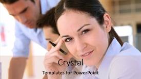  Presentation with business training - Audience pleasing presentation consisting of students in business training backdrop and a coral colored foreground