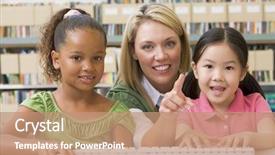  Presentation with students walking to class - Theme with students in class at computer background and a coral colored foreground