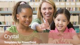  Presentation with students walking to class - Colorful PPT layouts enhanced with students in class at computer backdrop and a coral colored foreground