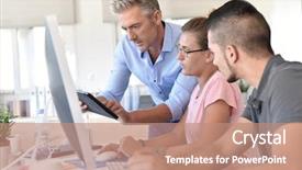  Presentation with course - Audience pleasing theme consisting of students in design training course backdrop and a  colored foreground