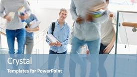  Presentation with university - Amazing slide deck having students in hectic in university backdrop and a teal colored foreground