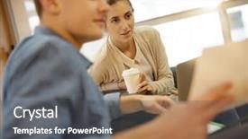  Presentation with students on tablets - Presentation theme enhanced with students in lounge room connected background and a  colored foreground