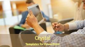  Presentation with students on tablets - Amazing PPT theme having students in lounge room connected backdrop and a coral colored foreground