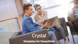  Presentation with lounge - Cool new presentation with students in lounge room connected backdrop and a  colored foreground