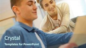  Presentation with public works students - PPT theme enhanced with students in lounge room working background and a  colored foreground