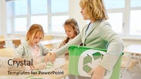  Presentation with physical education - Slides enhanced with students in physical education plan background and a lemonade colored foreground