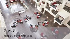  Presentation with university building - Beautiful theme featuring students in the atrium backdrop and a light gray colored foreground