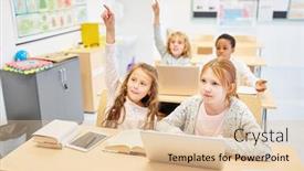  Presentation with class - Slide deck consisting of students-in-the-computer-class background and a lemonade colored foreground