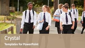  Presentation with teenage - Slide set consisting of students in uniform outside school background and a coral colored foreground