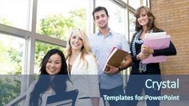  Presentation with students - Cool new slides with smiling boy with sleeping puppy in hands backdrop and a gray colored foreground