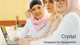  Presentation with multi ethnic group - Cool new theme with students inside the high school backdrop and a  colored foreground