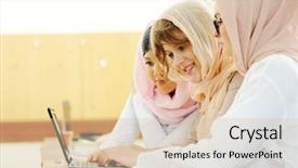  Presentation with multi ethnic group - Slide set consisting of students inside the high school background and a lemonade colored foreground