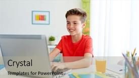  Presentation with technology education - Cool new slides with students internet - education technology and people concept backdrop and a light gray colored foreground